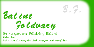 balint foldvary business card